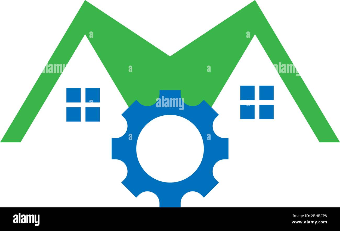 Kombination von Ausrüstung und Eigentum Logo Symbol illustriert Stock Vektor