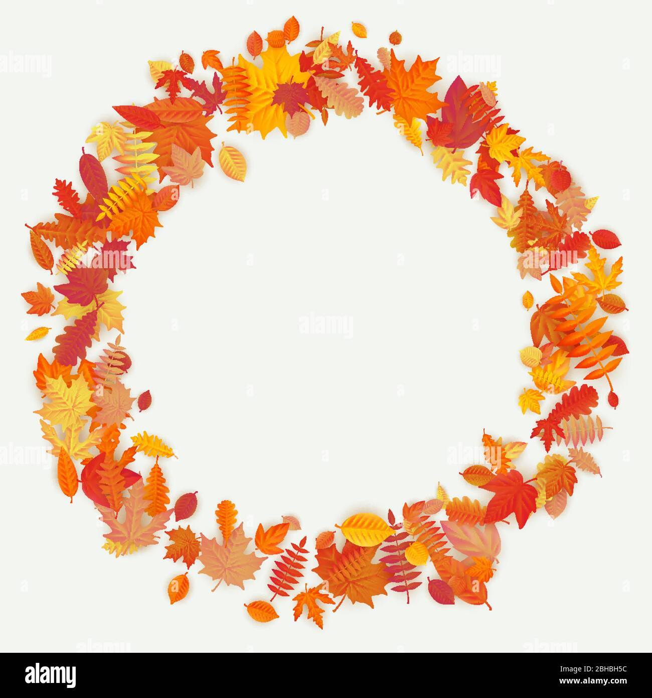 Kranz aus Herbstblumen und Blättern auf hellem Hintergrund. Herbstkomposition. EPS 10 Stock Vektor