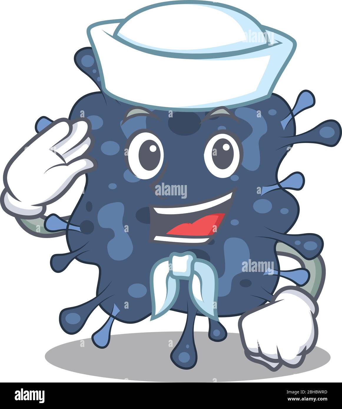 Seemann Cartoon Charakter von Bakterien neisseria mit weißem Hut Stock Vektor