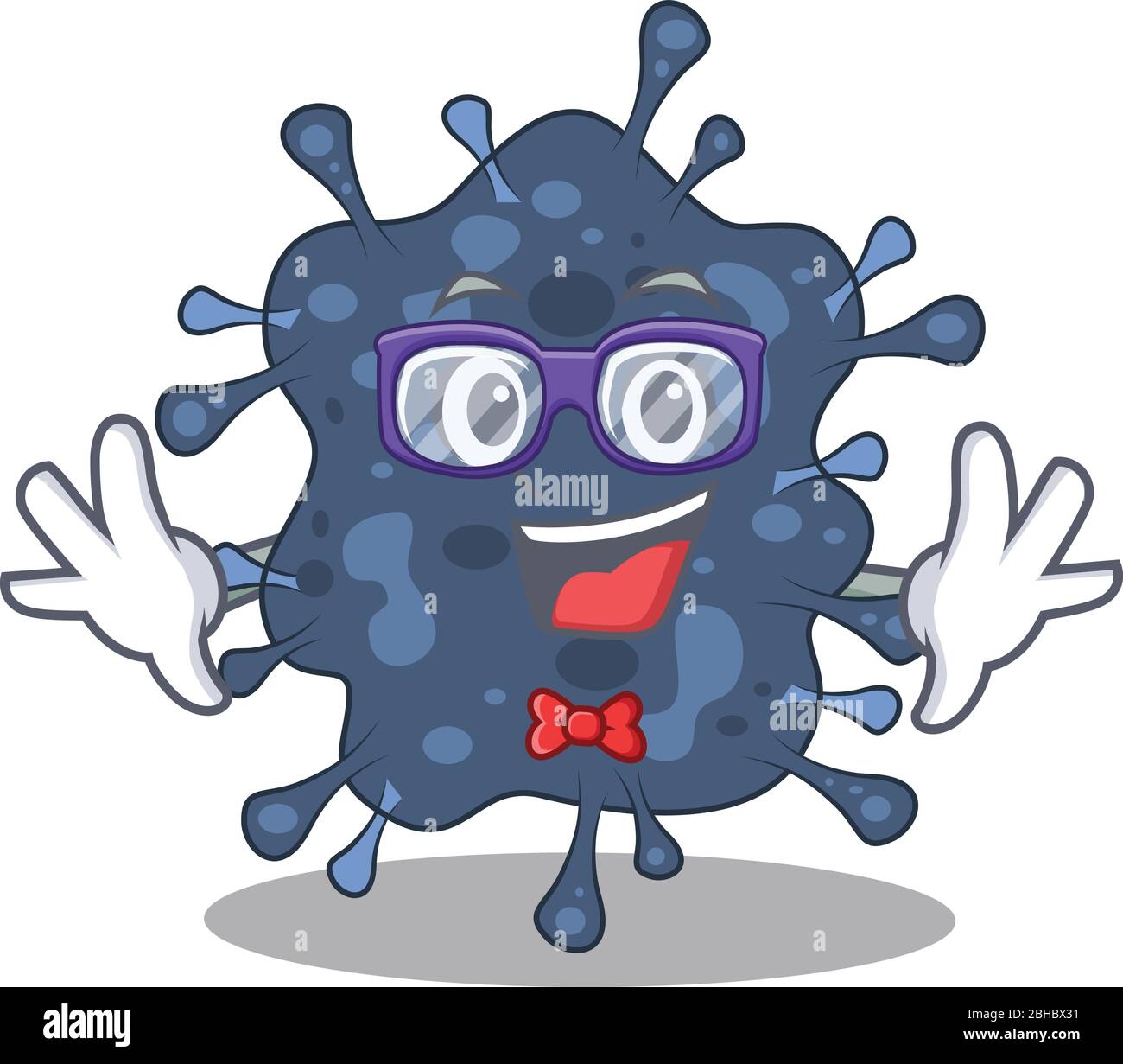Maskottchen Design Stil von Geek Bakterien neisseria mit Brille Stock Vektor