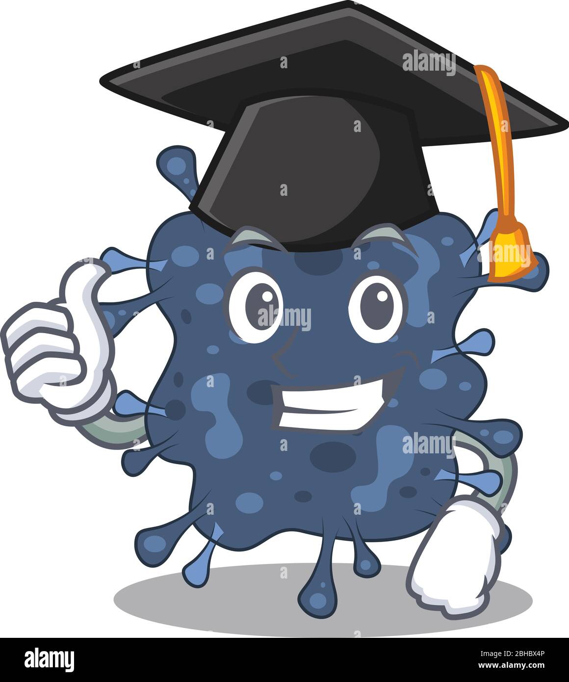 Happy Face of Bakterien neisseria in schwarzen Graduierung Hut für die Zeremonie Stock Vektor