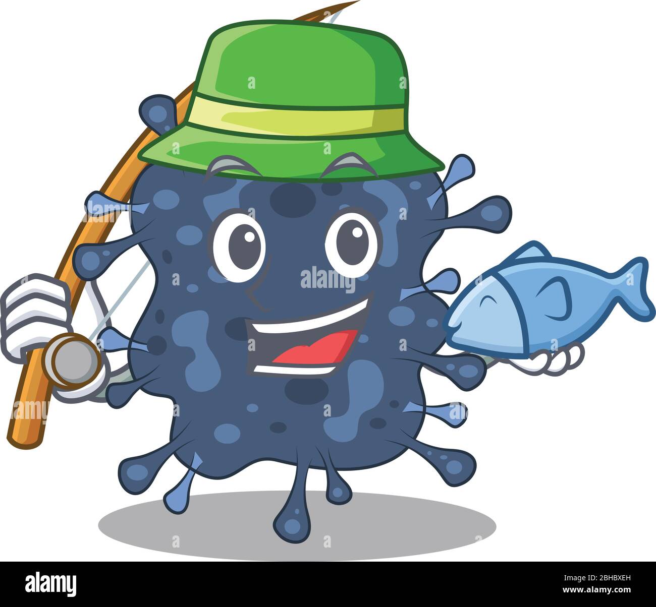 Cartoon Design Konzept von Bakterien neisseria während der Fischerei Stock Vektor