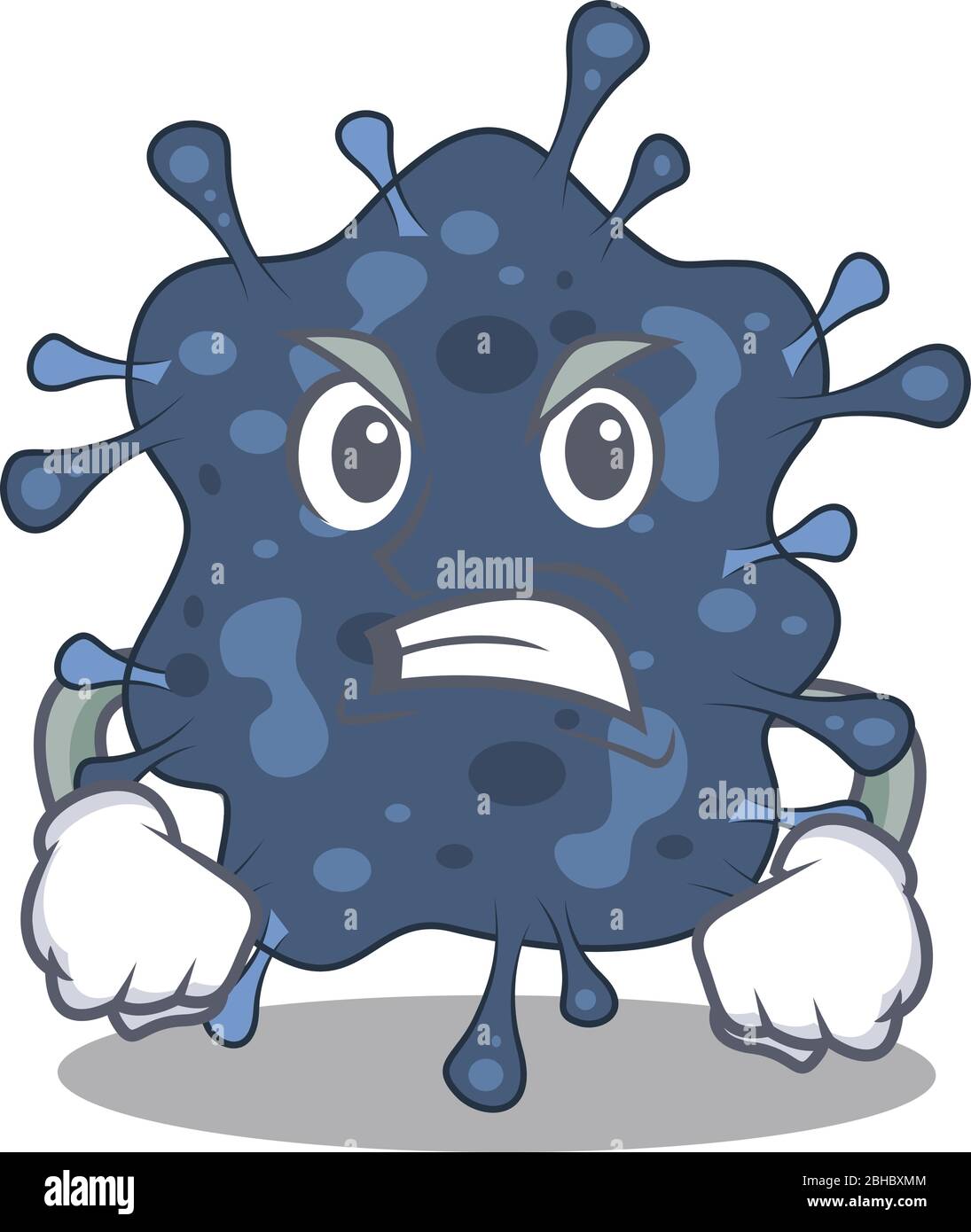 Maskottchen Design Konzept der Bakterien neisseria mit wütenden Gesicht Stock Vektor