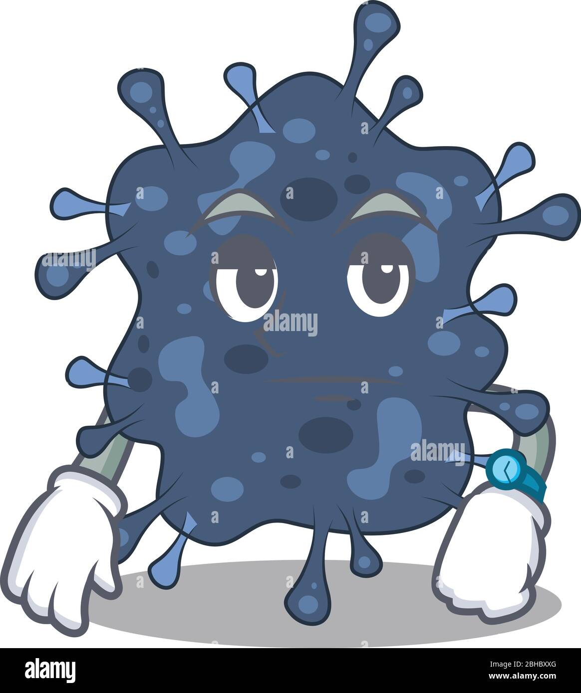 Maskottchen Design von Bakterien neisseria zeigt wartende Geste Stock Vektor