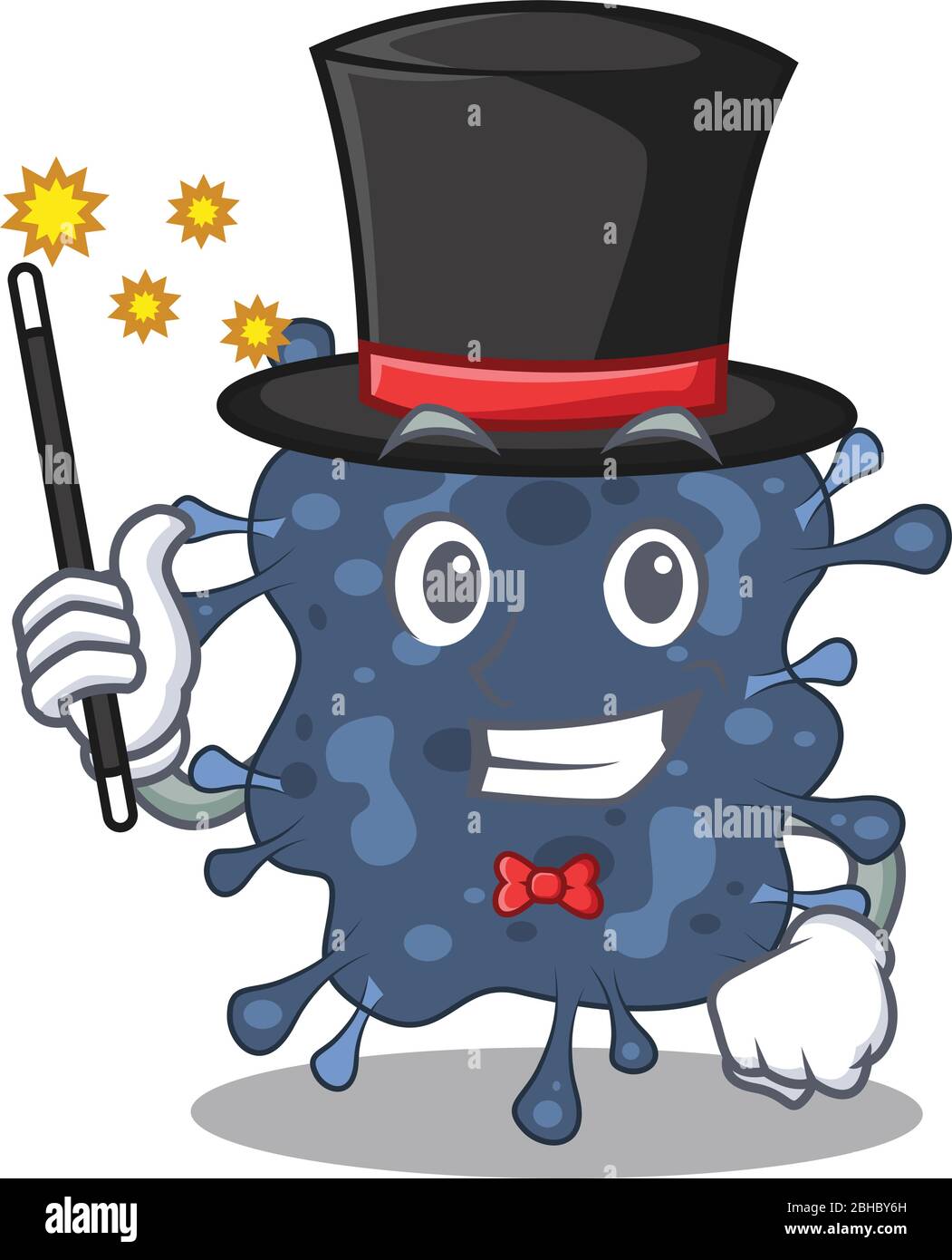 Ein attraktiver Magier von Bakterien neisseria Cartoon-Design Stock Vektor