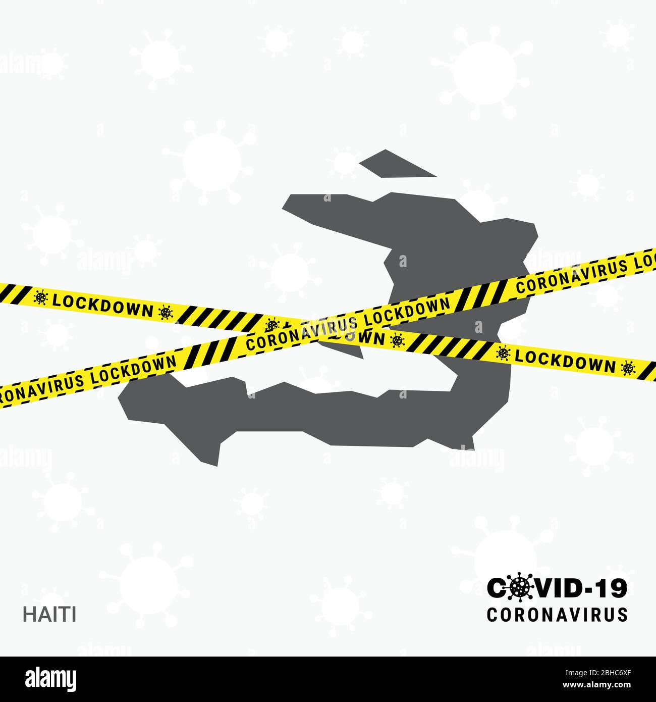 Haiticountry map Lockdown Template für Coronavirus Pandemie für Stop Virus Übertragung. COVID 19 Awareness Template Stock Vektor
