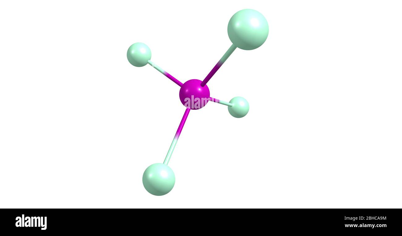 Siliziumtetrachlorid oder Tetrachlorsilan ist die anorganische Verbindung mit der Formel SiCl4. Es ist eine farblose flüchtige Flüssigkeit, die in der Luft abdämpft. 3d Stockfoto
