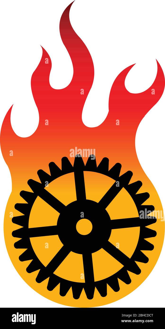 Logo für Zahnradflamme Stock Vektor