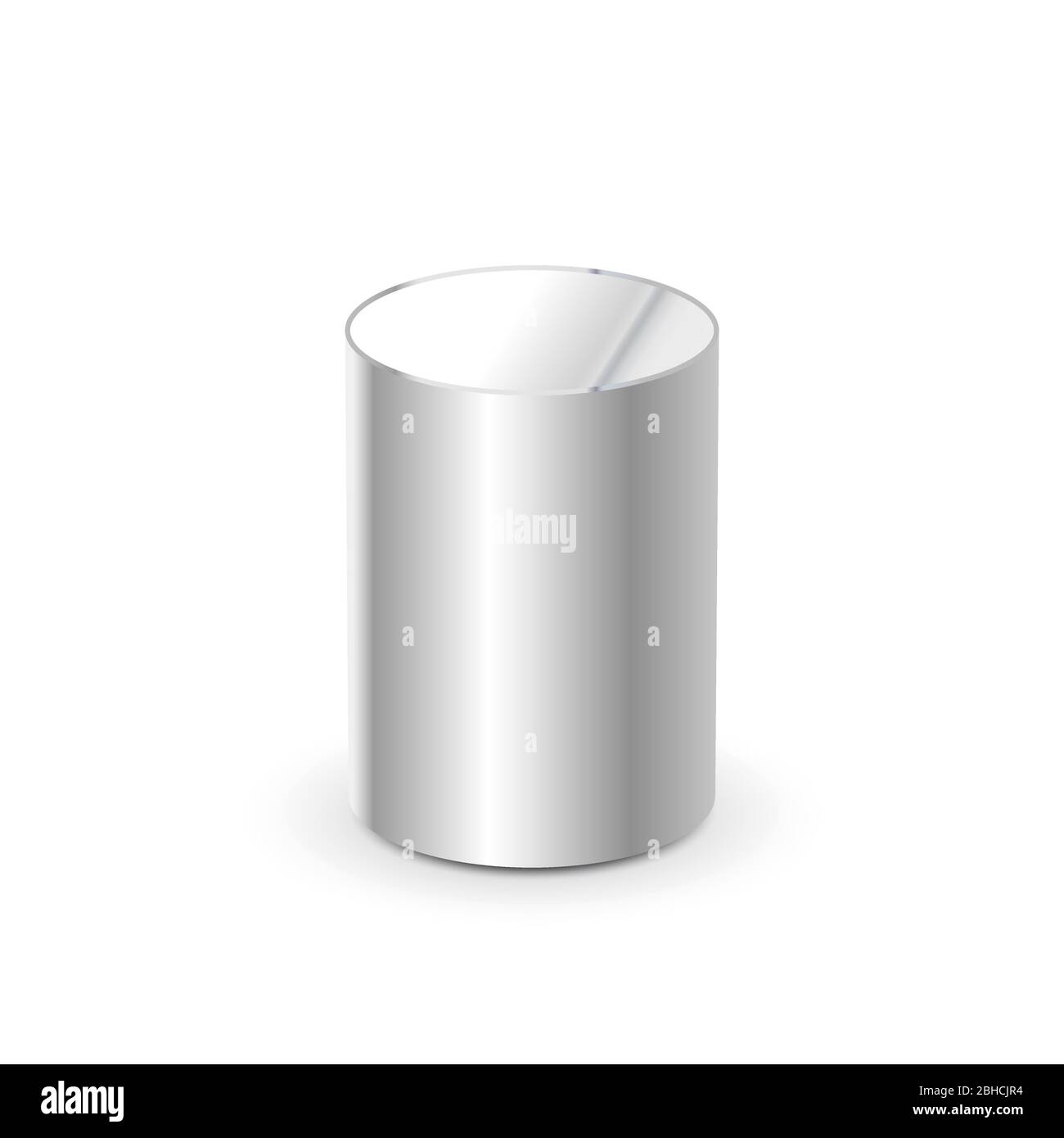 Blank glänzend Metall 3d Zylinder auf weiß Stock Vektor