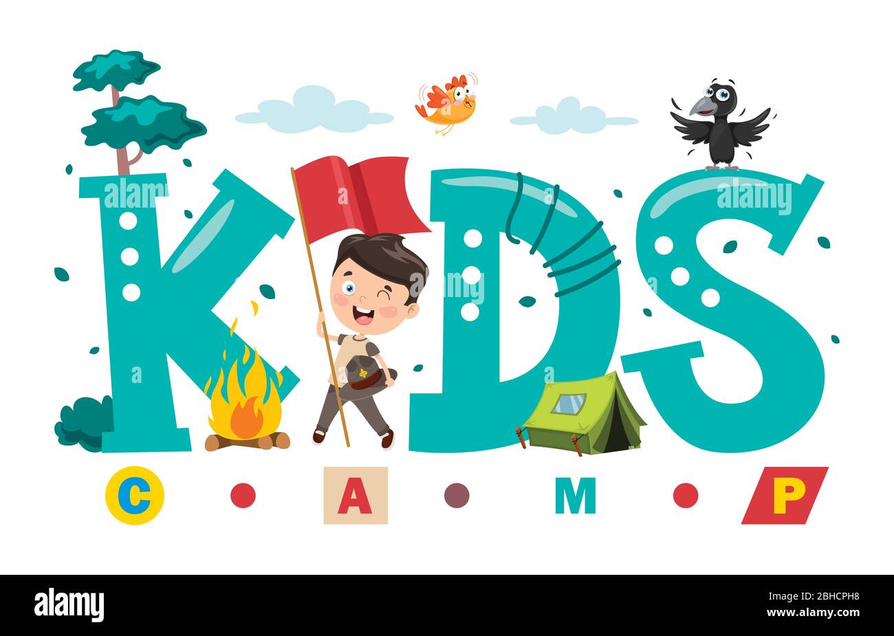 Logo Design Für Kinder Camp Stock Vektor