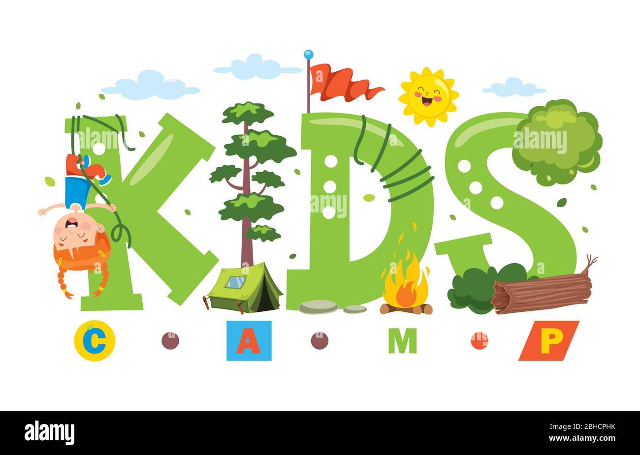 Logo Design Für Kinder Camp Stock Vektor