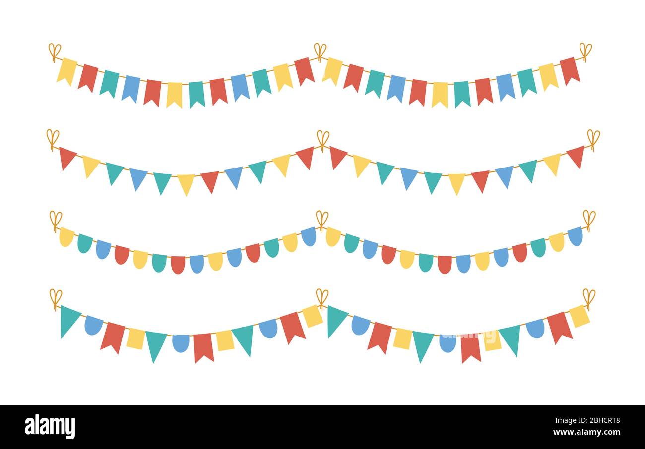 Bunting. Girlanden von Papierfahnen. Stock Vektor