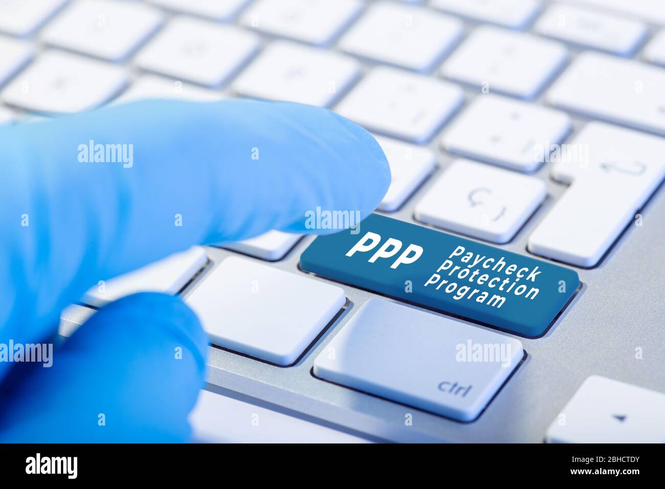 PPP Paycheck Protection Program Konzept. Beschriftung auf der Tastatur Stockfoto