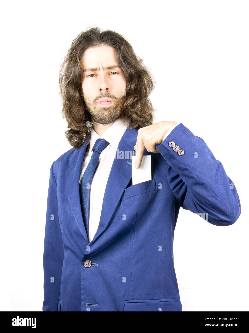 Männer mit langen Haaren in buisness Stockfoto