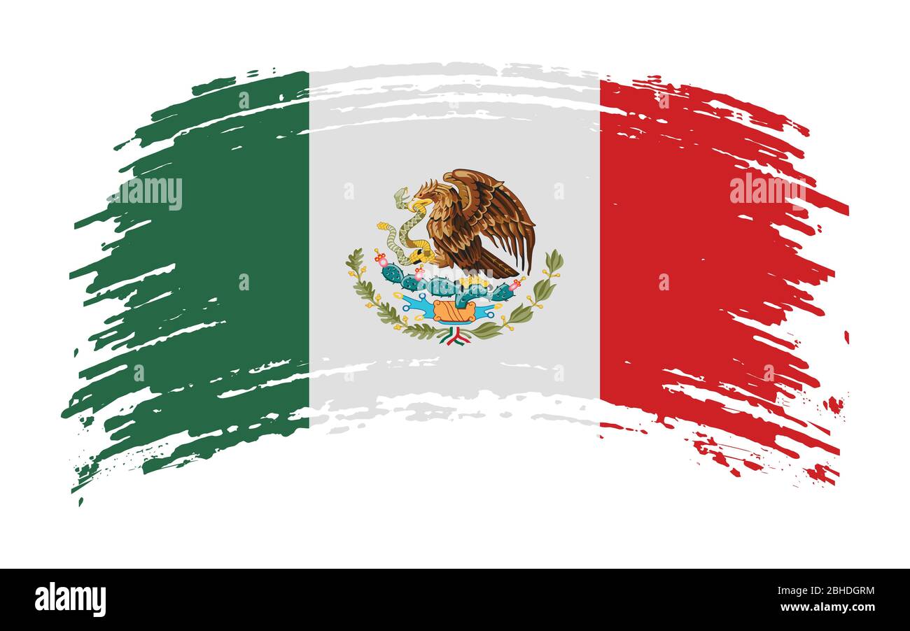 Mexikanische Flagge in Grunge Pinselstrich, Vektorbild Stock Vektor