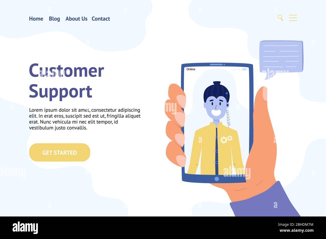 Online-Assistent Banner-Vorlage für Web-Design. Chatbot Konzept mit einem Roboter Stock Vektor