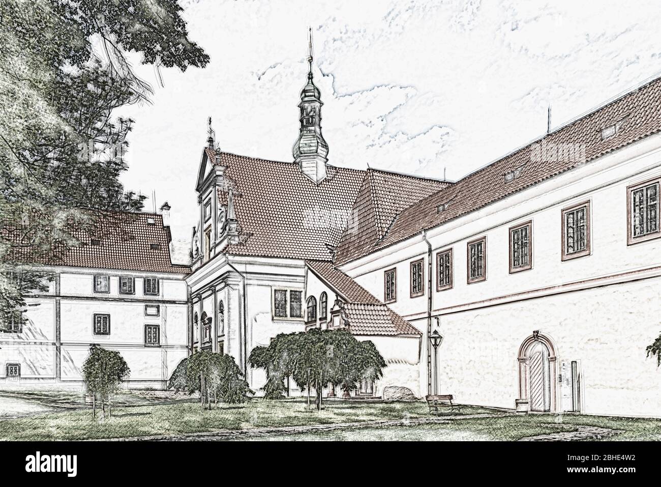 Das Minoritenkloster mit der Fronleichnamskirche befindet sich in der Stadt Cesky Krumlov in Böhmen, Jihocesky kraj, Tschechische Republik, Europa Stockfoto