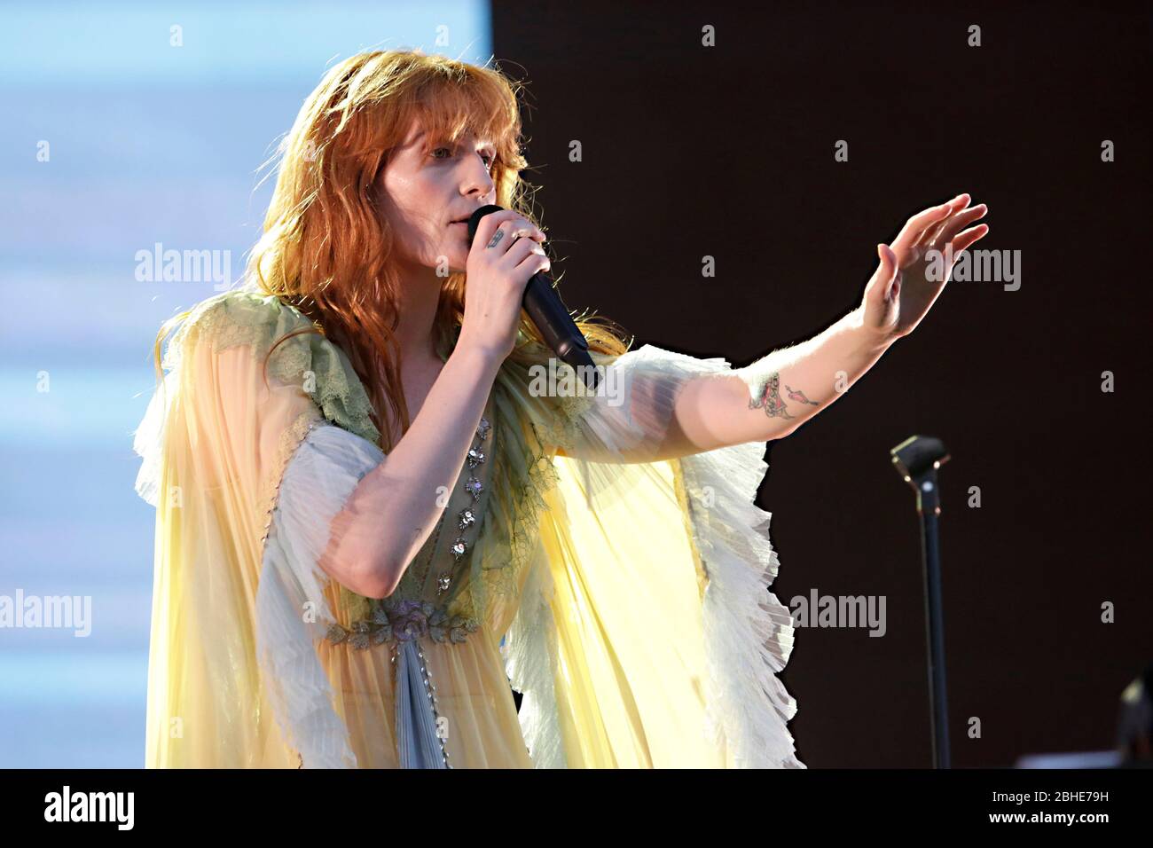 Florence Welch von Florenz + Die Maschine führt auf der Bühne als Barclaycard vorhanden Britische Sommerzeit Hyde Park am Samstag, dem 13. Juli 2019. Stockfoto