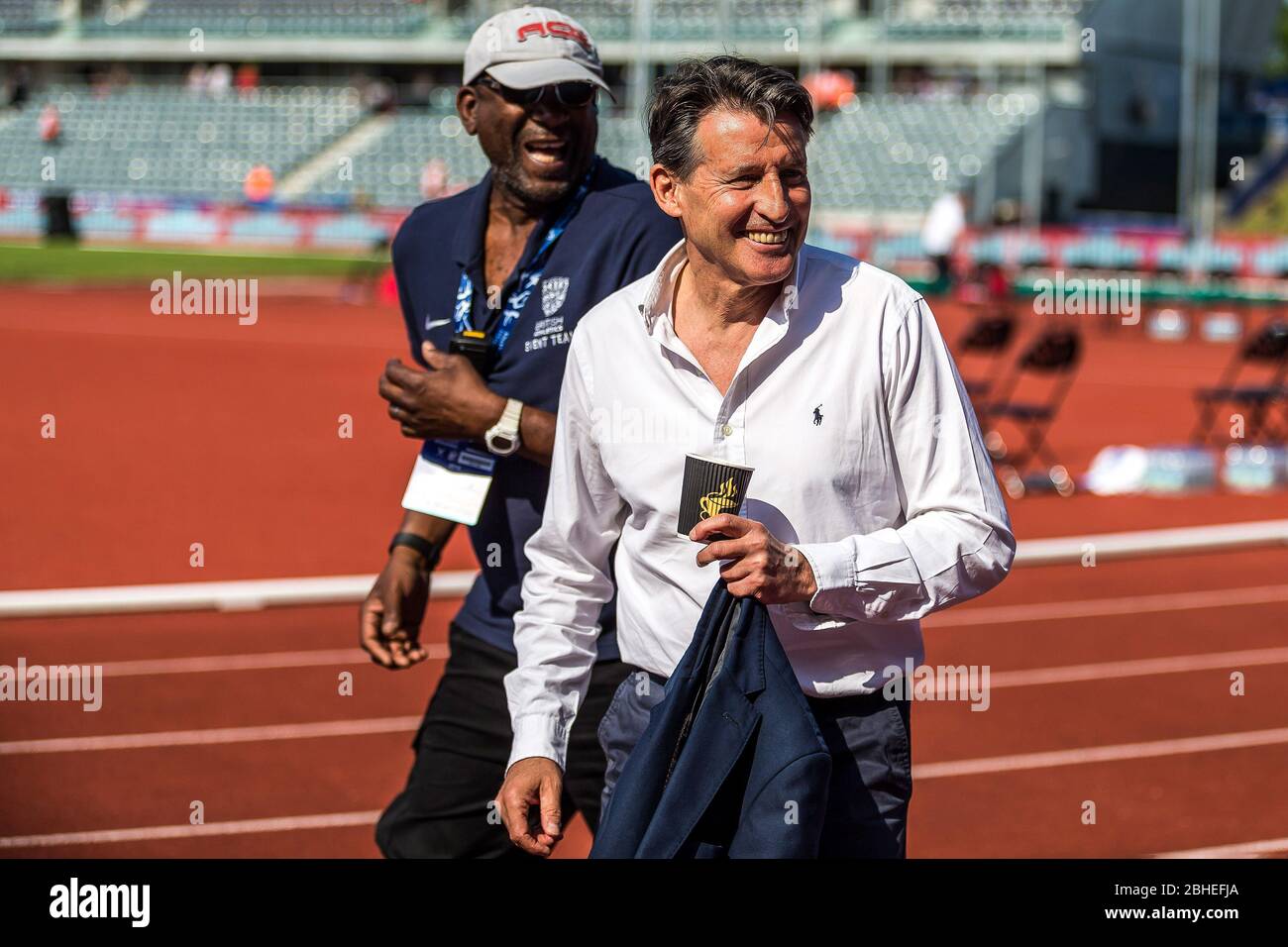 BIRMINGHAM, ENGLAND - Lord Sebastian Coe beim IAAF Diamond League Meeting im Alexandra Stadium, Perry Bar, Birmingham am Sonntag, den 5. Juni 2016. Stockfoto