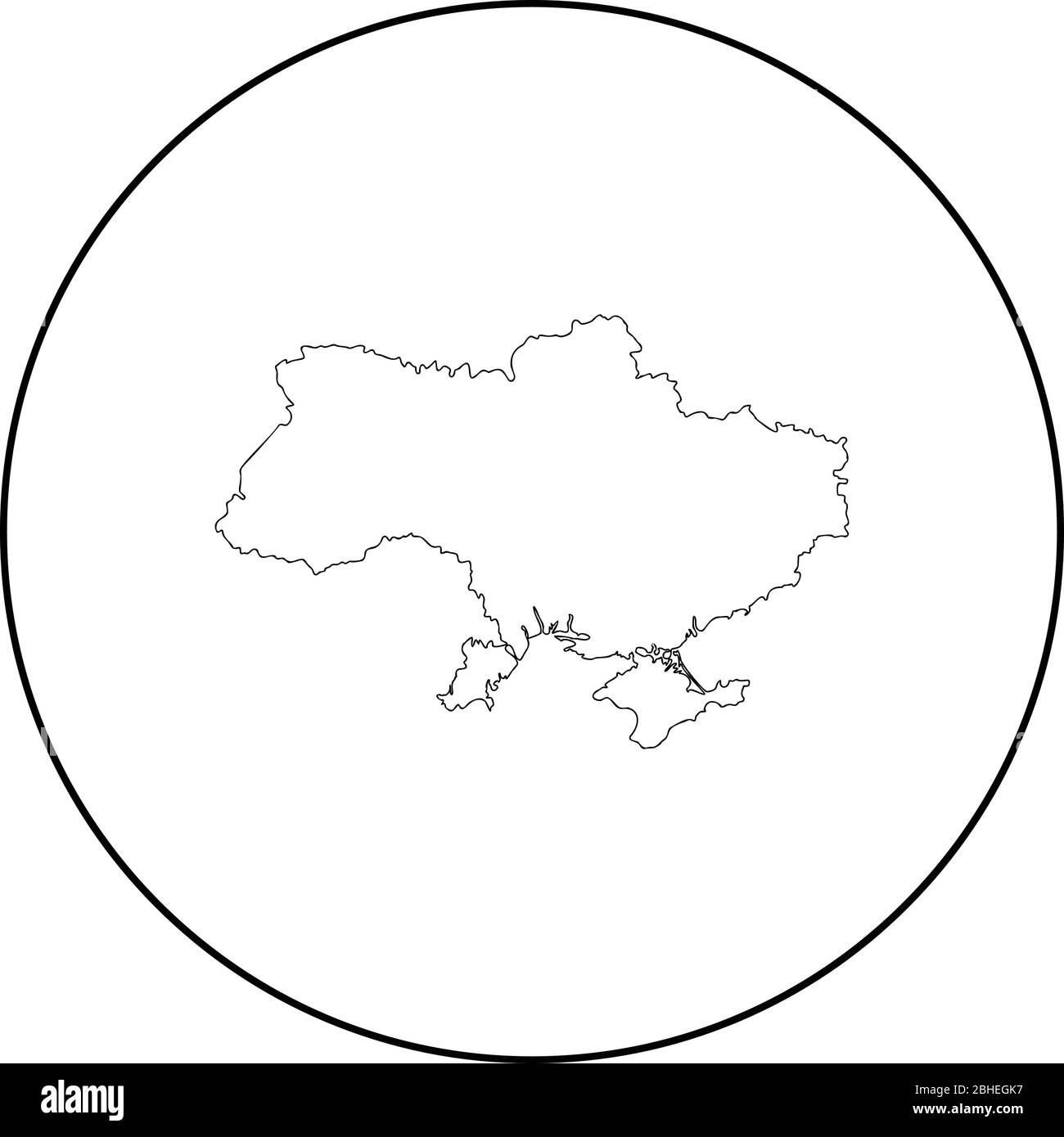 Karte Ukraine Symbol im Kreis runde Kontur schwarz Farbe Vektor Illustration flach Stil einfaches Bild Stock Vektor