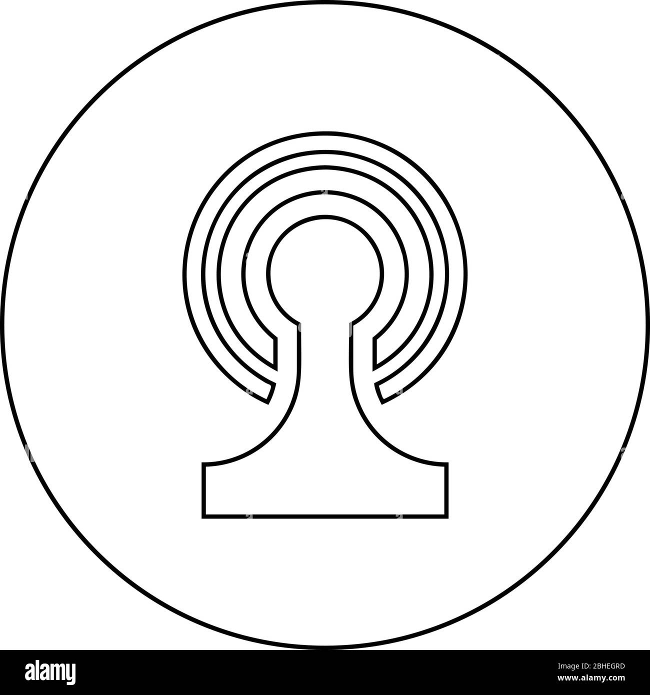 Broadcasting Wireless-Gerät Radio-Welle-Symbol im Kreis runden Umriss schwarz Farbe Vektor Illustration flachen Stil einfaches Bild Stock Vektor
