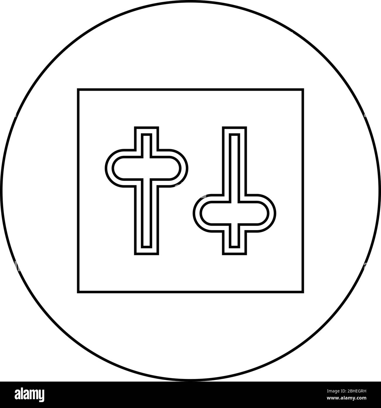 Einstellungen Knopf Einstellung Schalter Regler Symbol im Kreis runde Kontur schwarz Farbe Vektor Illustration flach Stil einfaches Bild Stock Vektor
