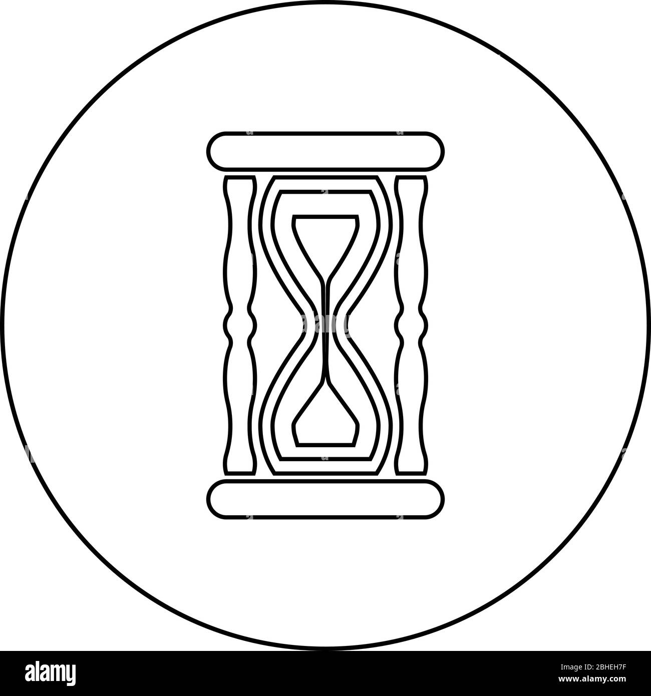 Sanduhr Sanduhr Symbol im Kreis runden Umriss schwarz Farbe Vektor Illustration flach Stil einfaches Bild Stock Vektor