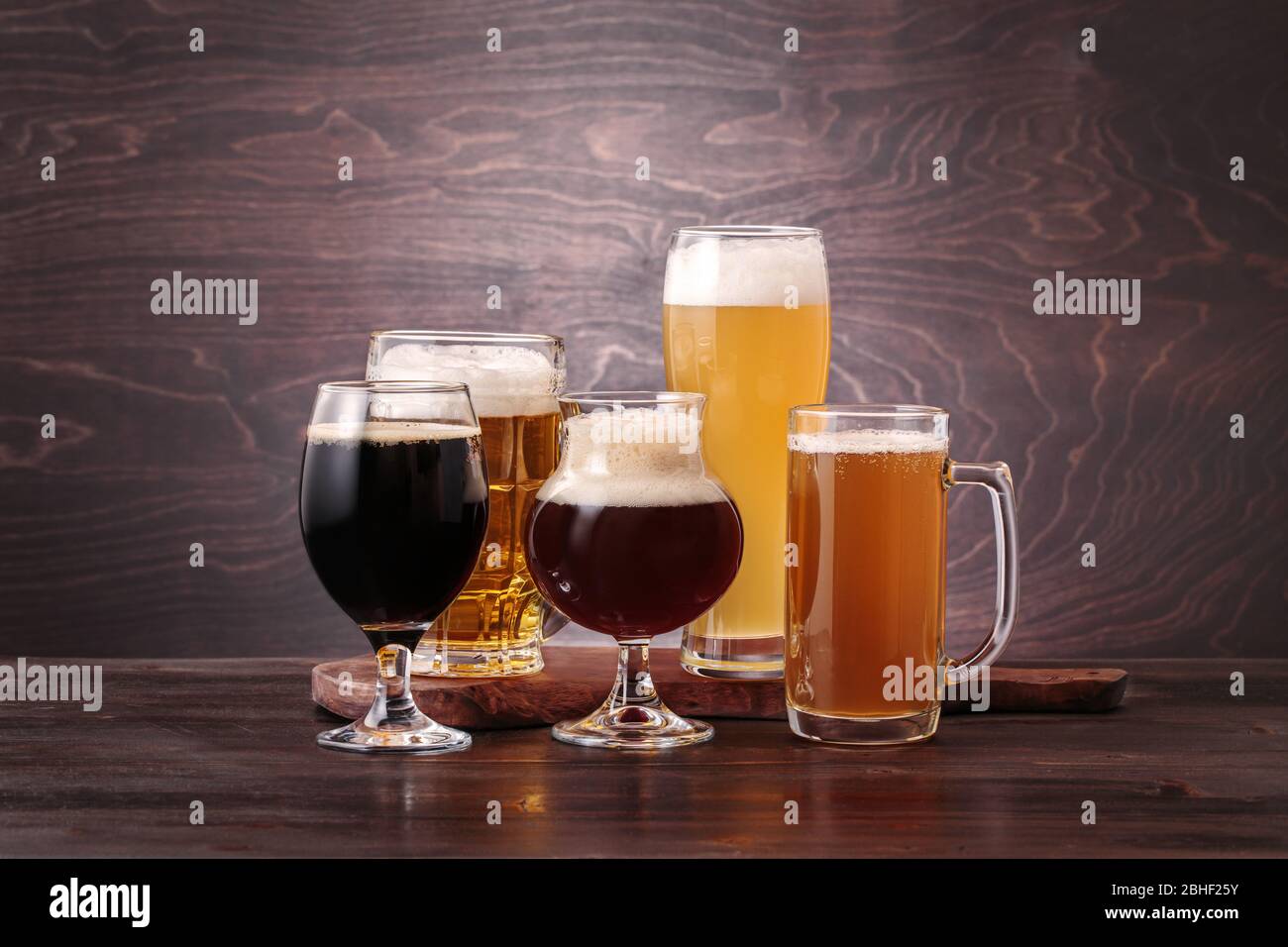 Verschiedene Biersorten Stockfoto