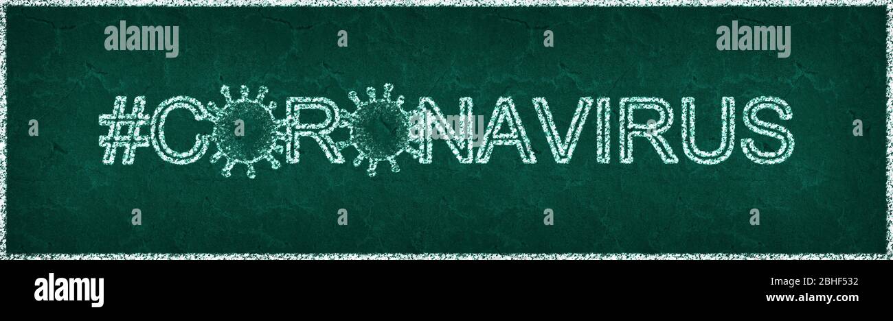 Tafel Banner von Corona Virus Tags in verschiedenen Farben Stockfoto