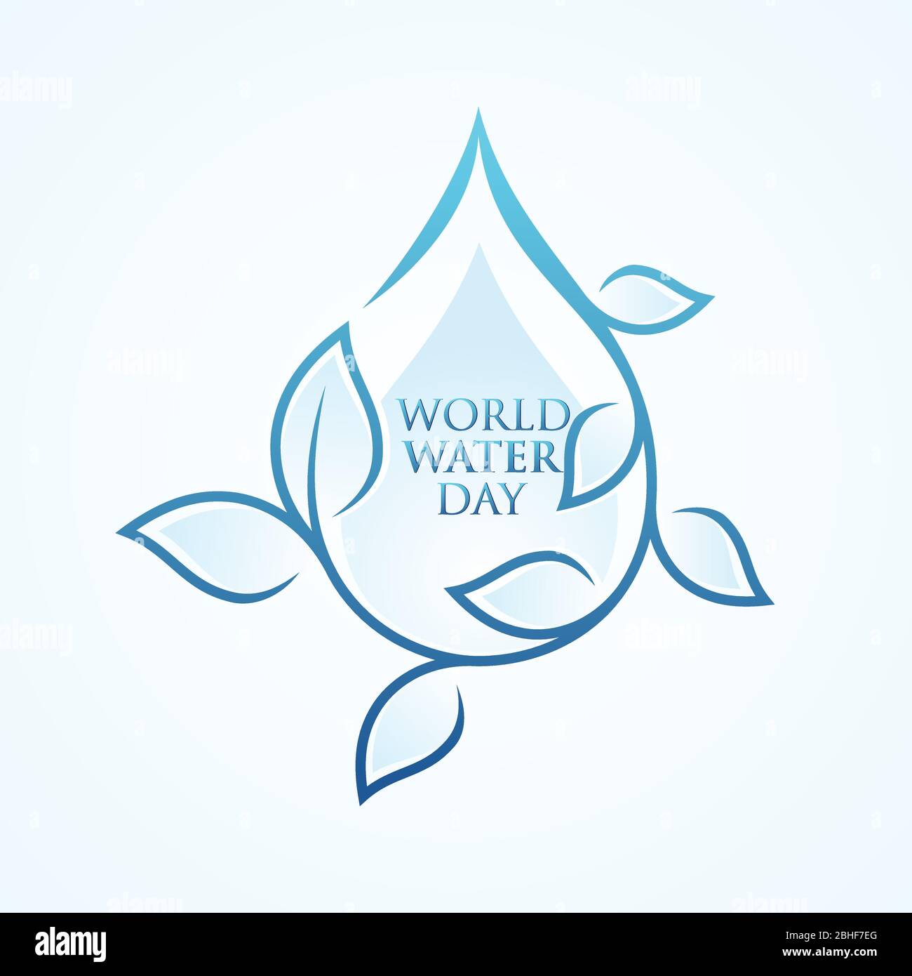 Welt Wasser Tag Buchstaben Hintergrund mit Grafik Tropfen und Blatt. Einfacher Buchstabe Weltwassertag Buchstabe für Element-Design. Vektorgrafik EPS.8 EP Stock Vektor