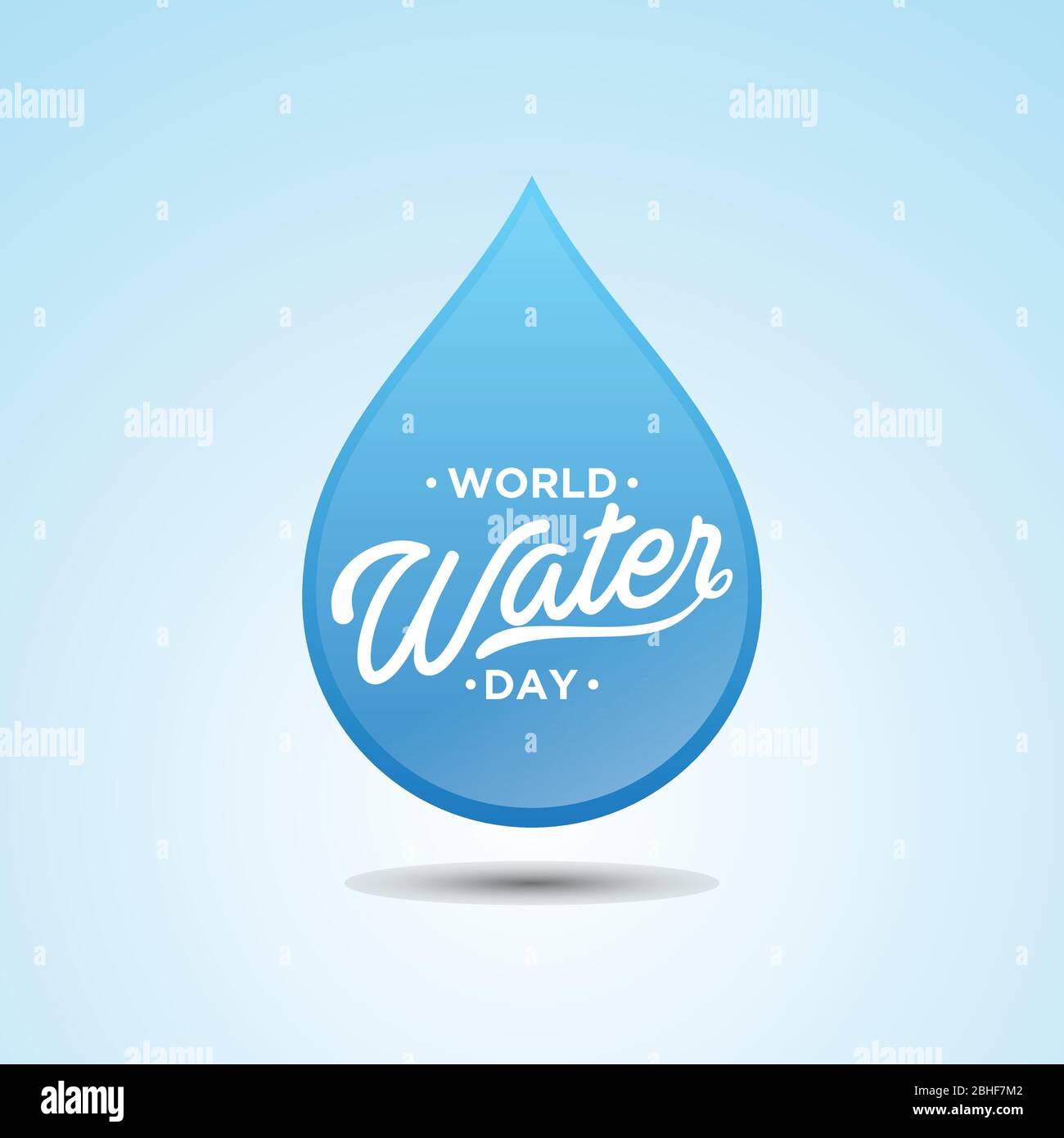 Welt Wasser Tag Brief auf blauen Tropfen Hintergrund. Einfacher Buchstabe Weltwassertag Buchstabe für Element-Design. Vektorgrafik EPS.8 EPS.10 Stock Vektor