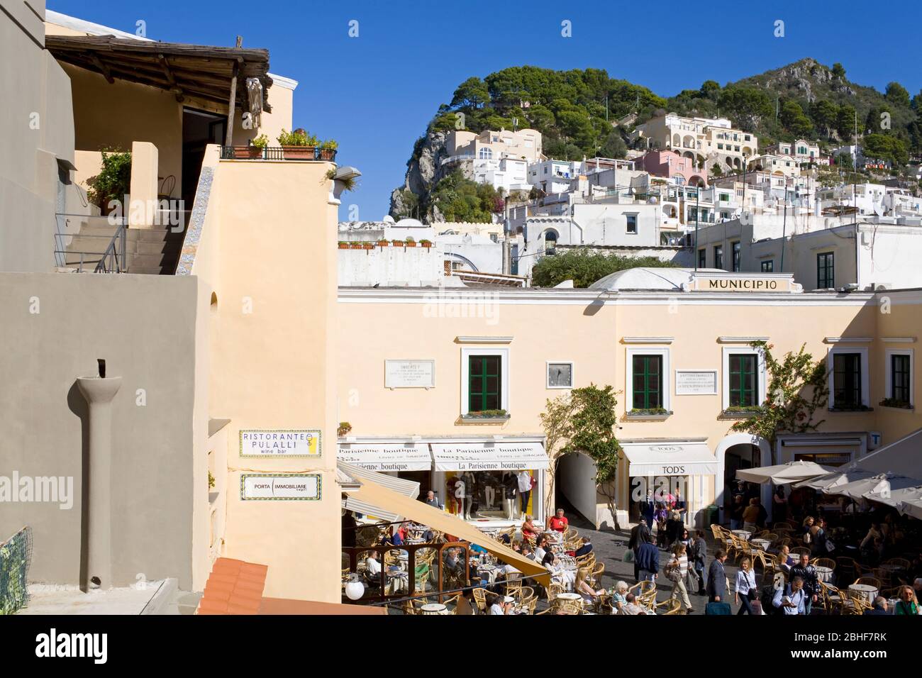 Piazza Umberto, Capri-Stadt, Insel Capri, Bucht von Neapel, Italien, Europa Stockfoto