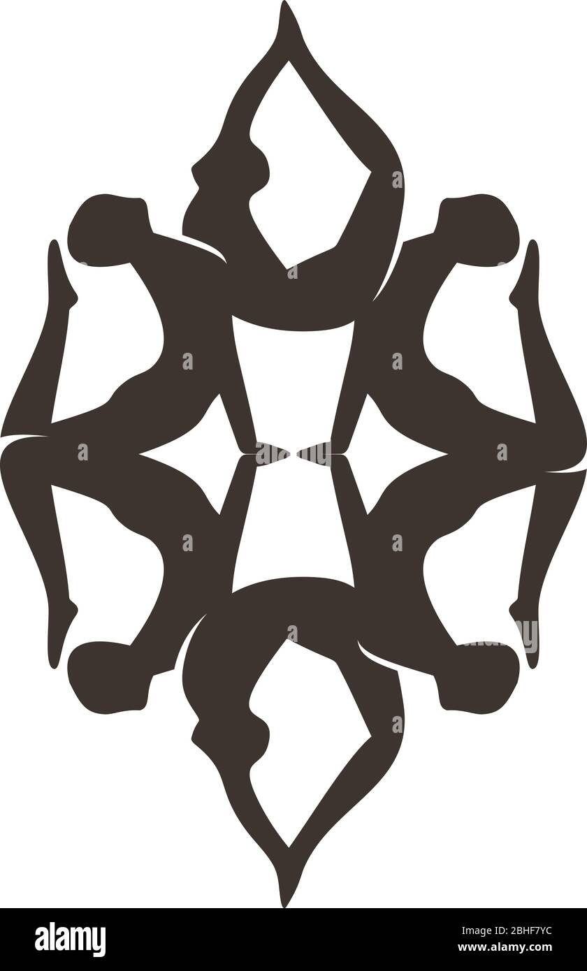 Verschiedene Haltungen des Yoga. Yoga-Übungen. Design für Yoga-Klasse, Yoga-Zentrum, Yoga-Studio, Yoga-Logo. Vektor-Set von Yoga Illustration. Stock Vektor