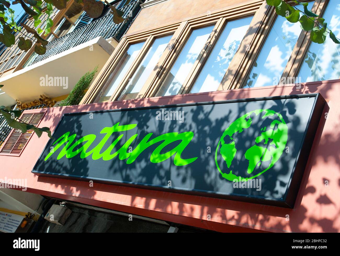 Natura Shop Schild, Palma, Mallorca, Baleares, Spanien Stockfoto