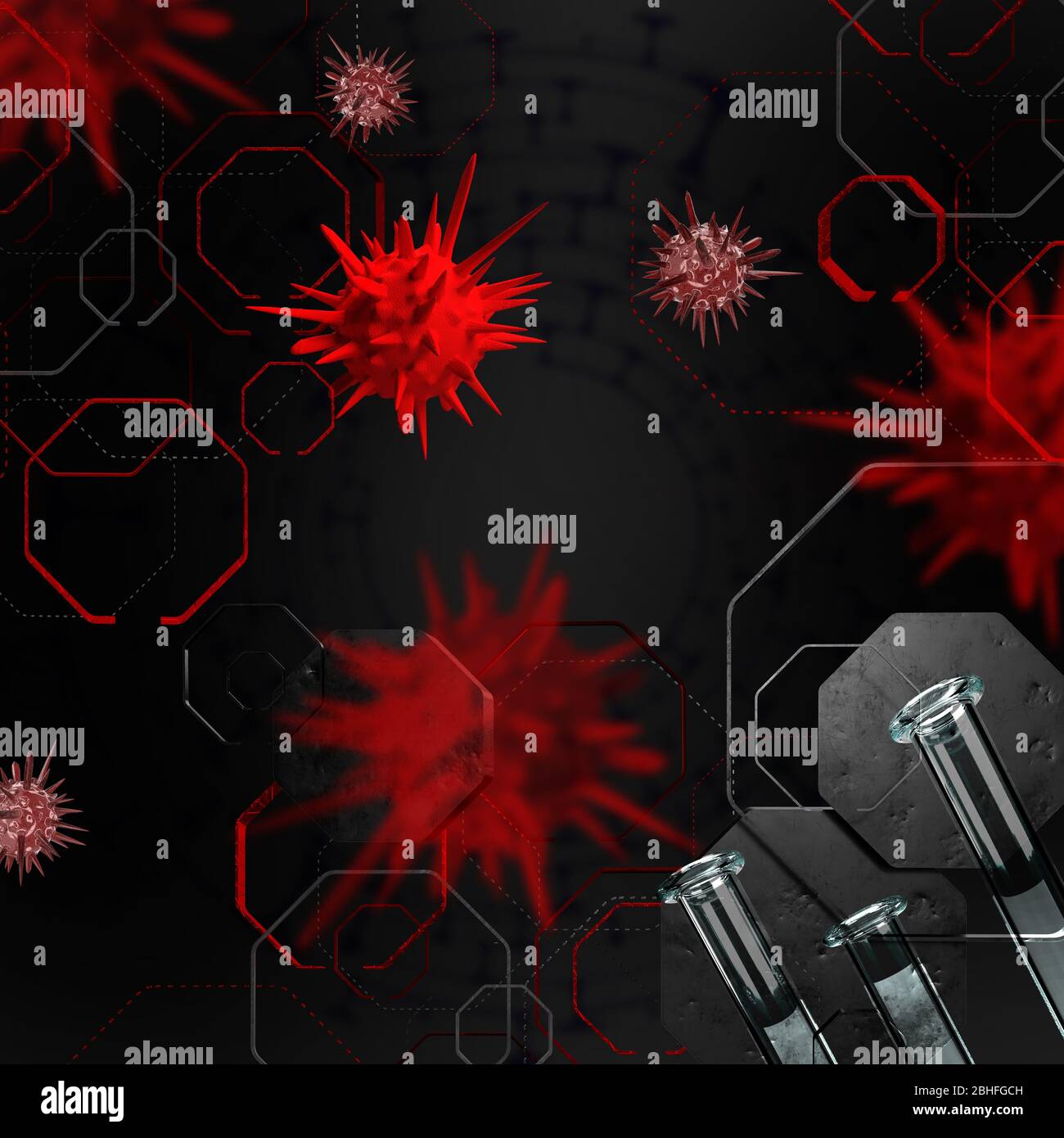 Antivirale Arzneimittelforschung schwarz abstrakte 3d-Illustration Stockfoto