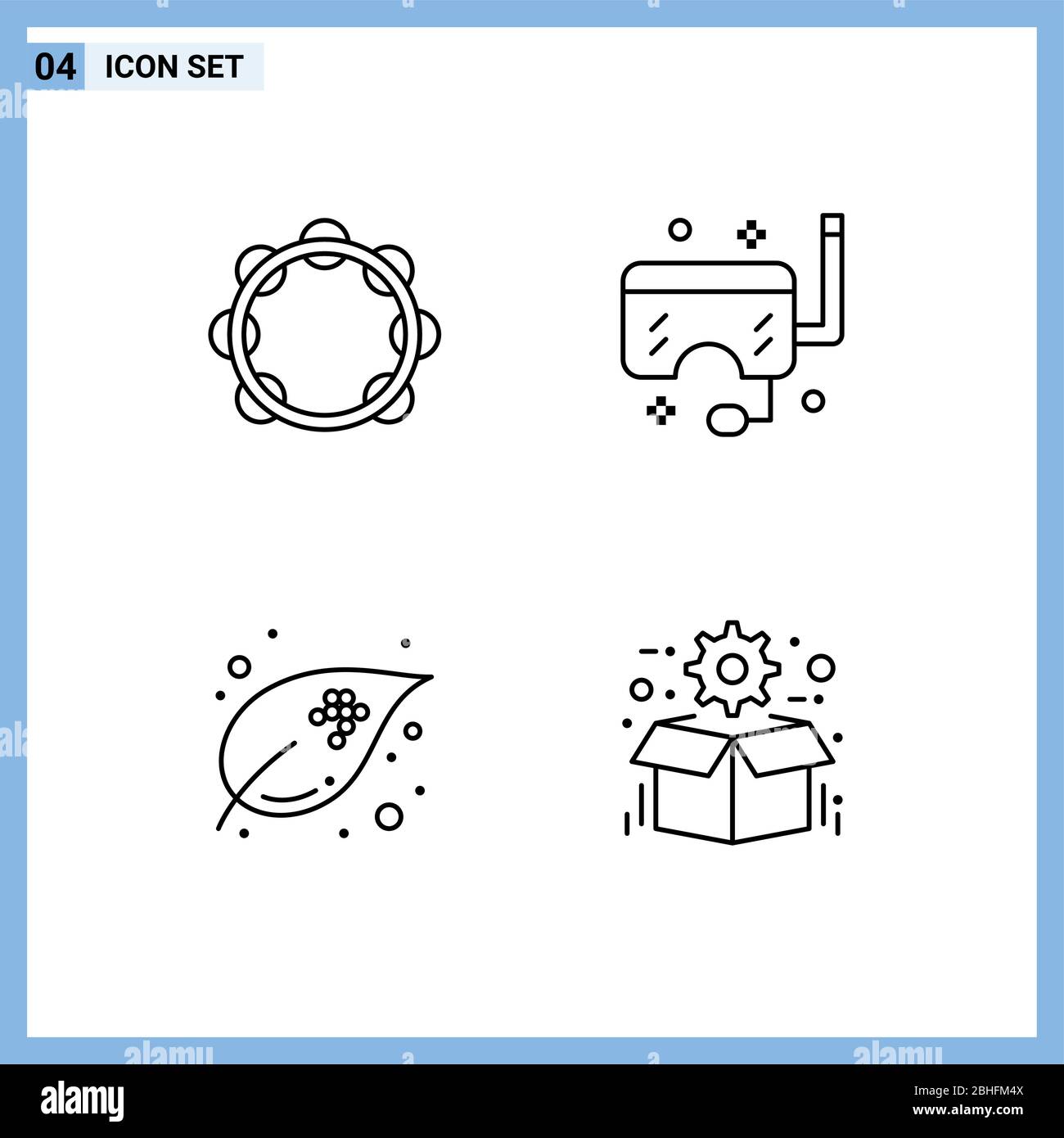 Set von 4 modernen UI Icons Symbole Zeichen für Audio, Schnorchel, Sound, Maske, Eier editierbare Vektor Design Elemente Stock Vektor