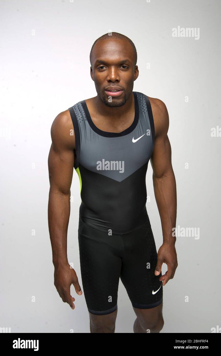 Sprinter Lashawn Merritt nimmt vor den Olympischen Spielen 2012 in London am Team USA Media Summit in Dallas, Texas, Teil. 14. Mai 2012 ©Bob Daemmrich Stockfoto