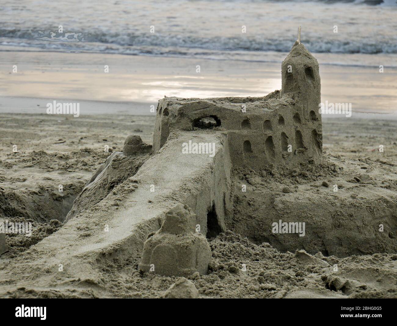 Sandburg an einem Strand in cartagena de indias kolumbien Urlaub niemand Stockfoto
