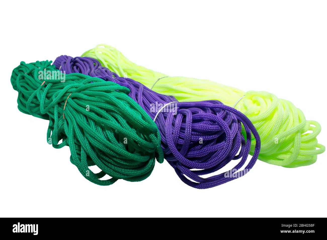 Geflochtenes Seil Mit Kordelfaden Aus Nylon-Knoten Mit Macrame-Perlenstickerei Stockfoto