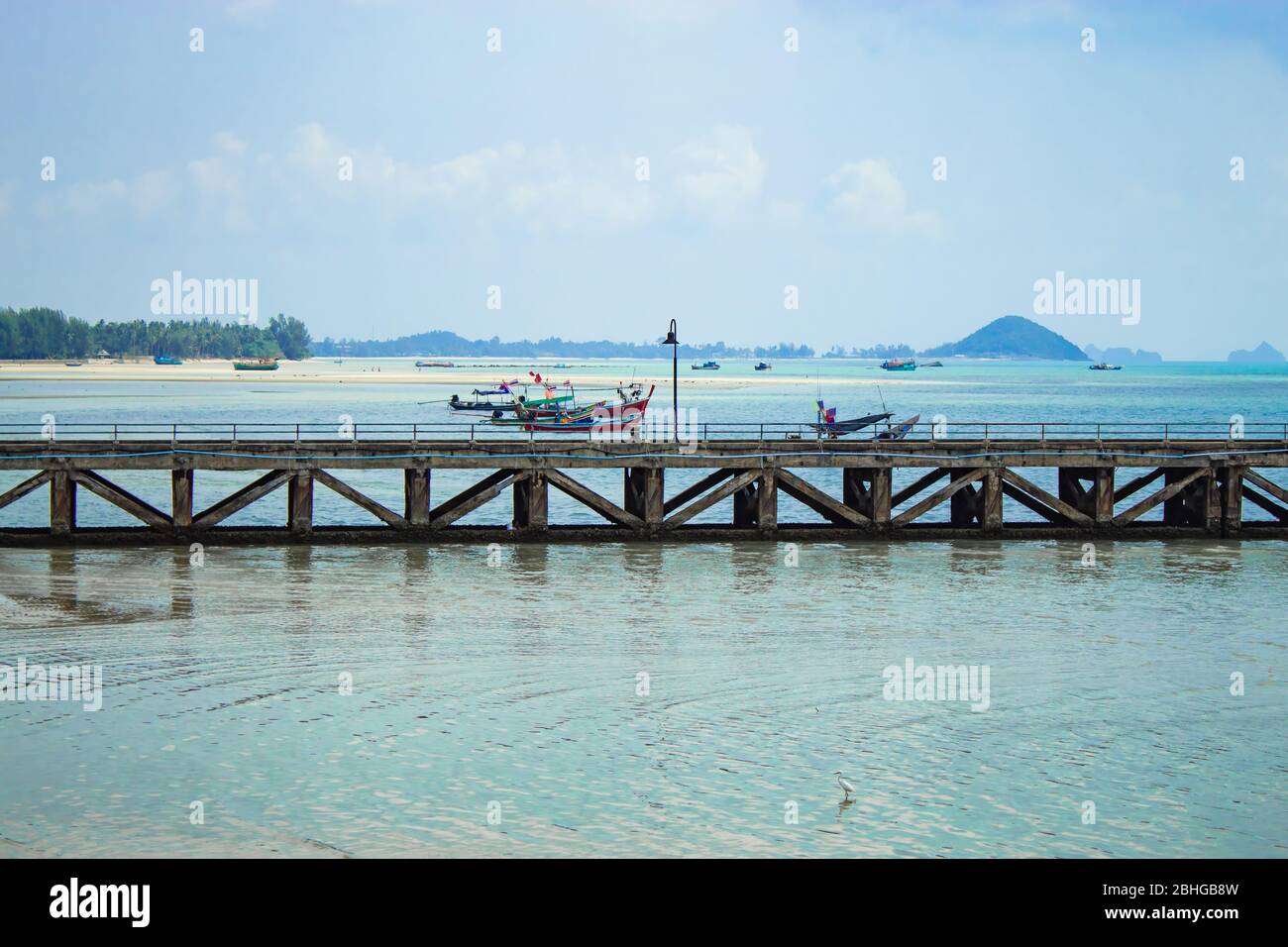 Der Angelsteg auf der Insel. Stockfoto