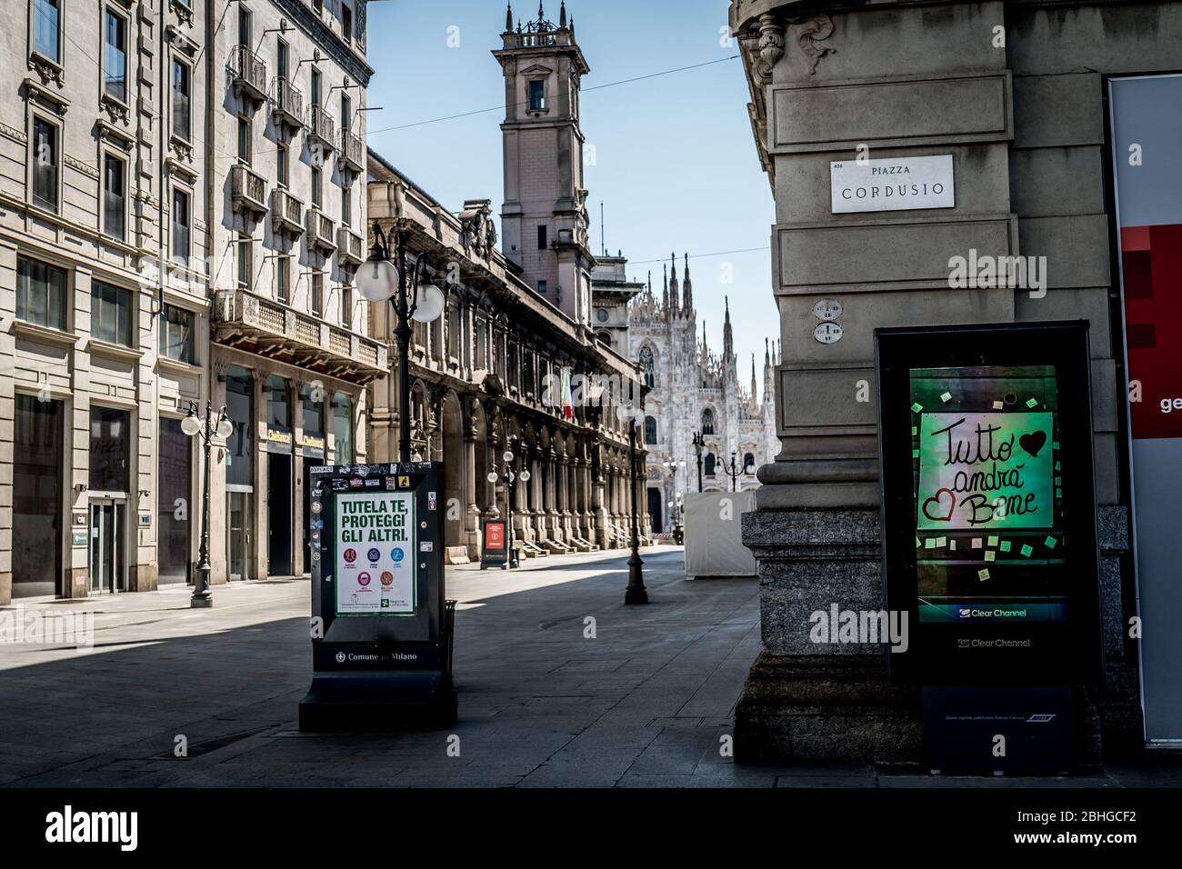 dom während der Stadt Mailand während des Coronavirus Notstands, , Mailand, Italien, 19 Apr 2020 Stockfoto