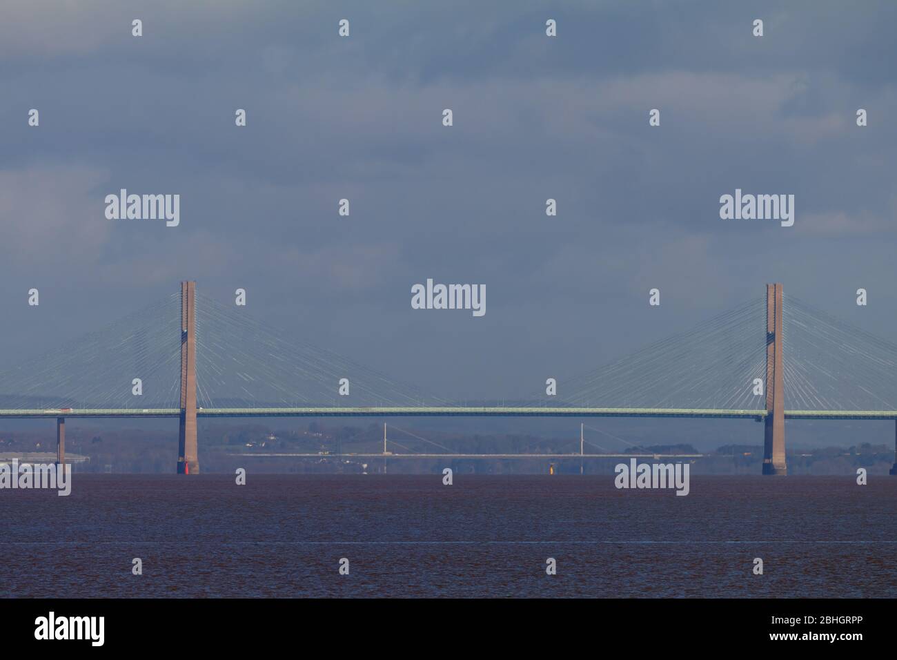 Die Prince of Wales Bridge-Kabelstreben Stockfoto