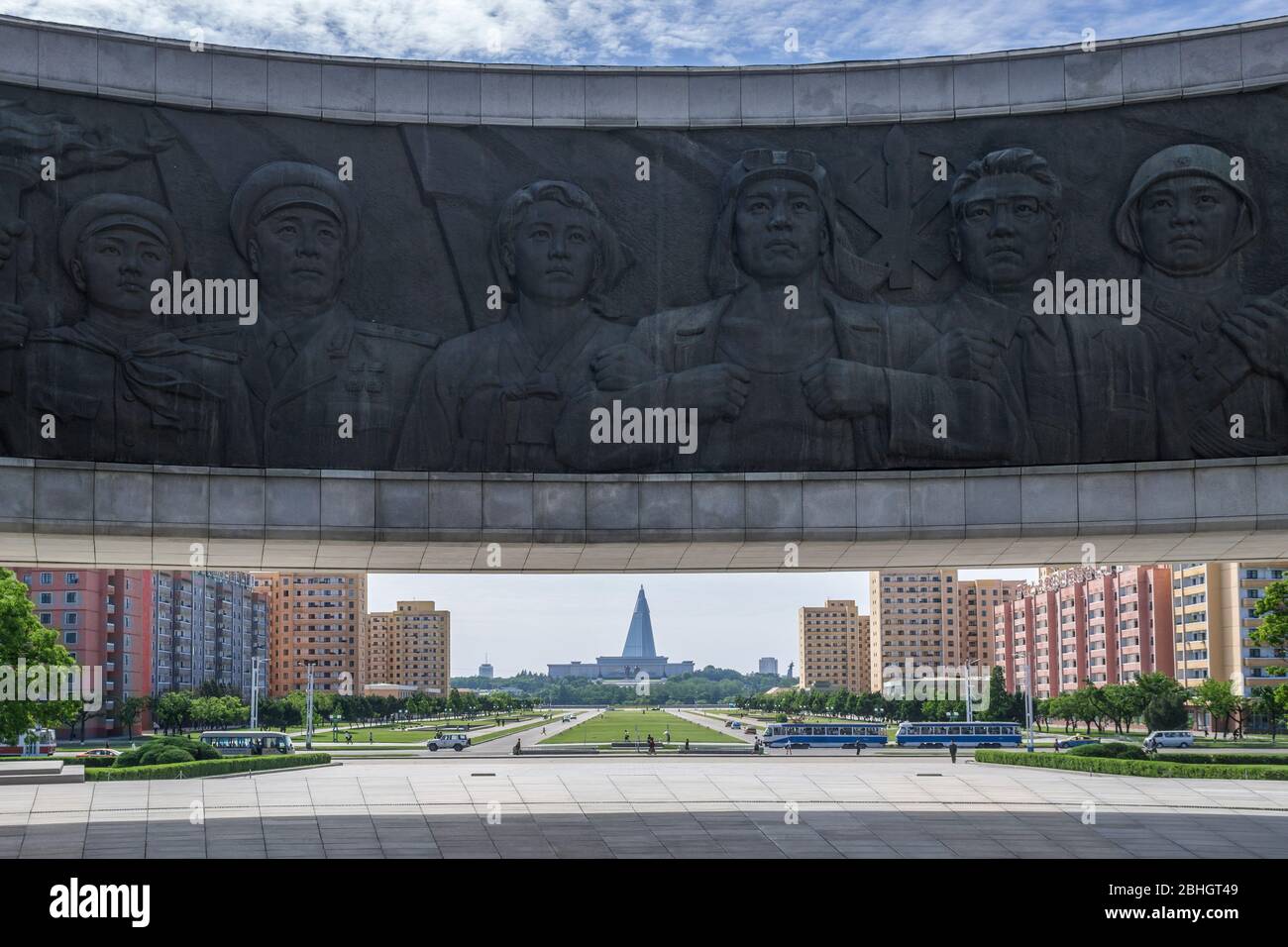 Denkmal zur Gründung der koreanischen Arbeiterpartei, Pjöngjang, Nordkorea Stockfoto