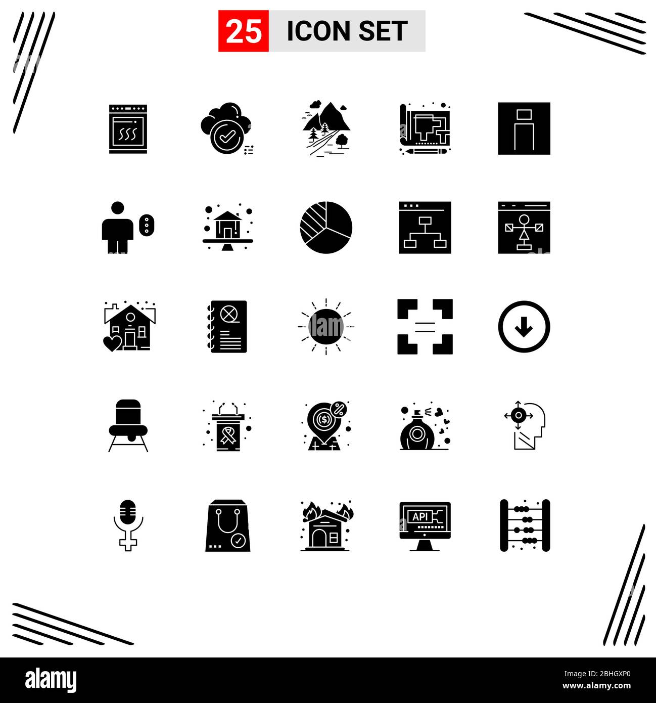 25 Kreative Symbole Moderne Zeichen und Symbole aus Papier, Dokument, Checkliste, blau, Berg editierbare Vektor Design-Elemente Stock Vektor