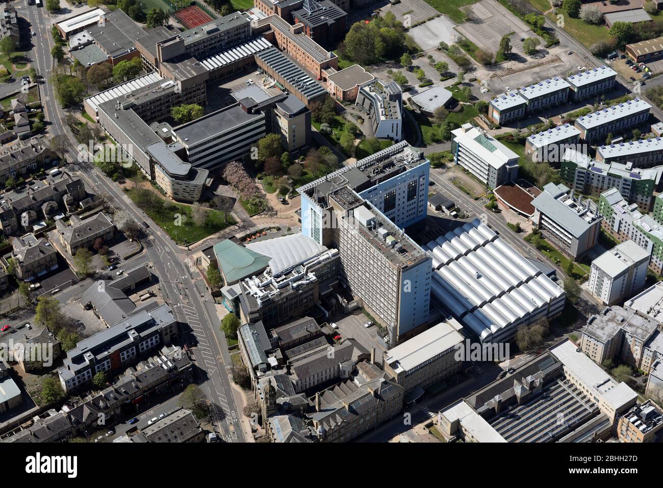Luftaufnahme der Universität Bradford, West Yorkshire, Großbritannien Stockfoto