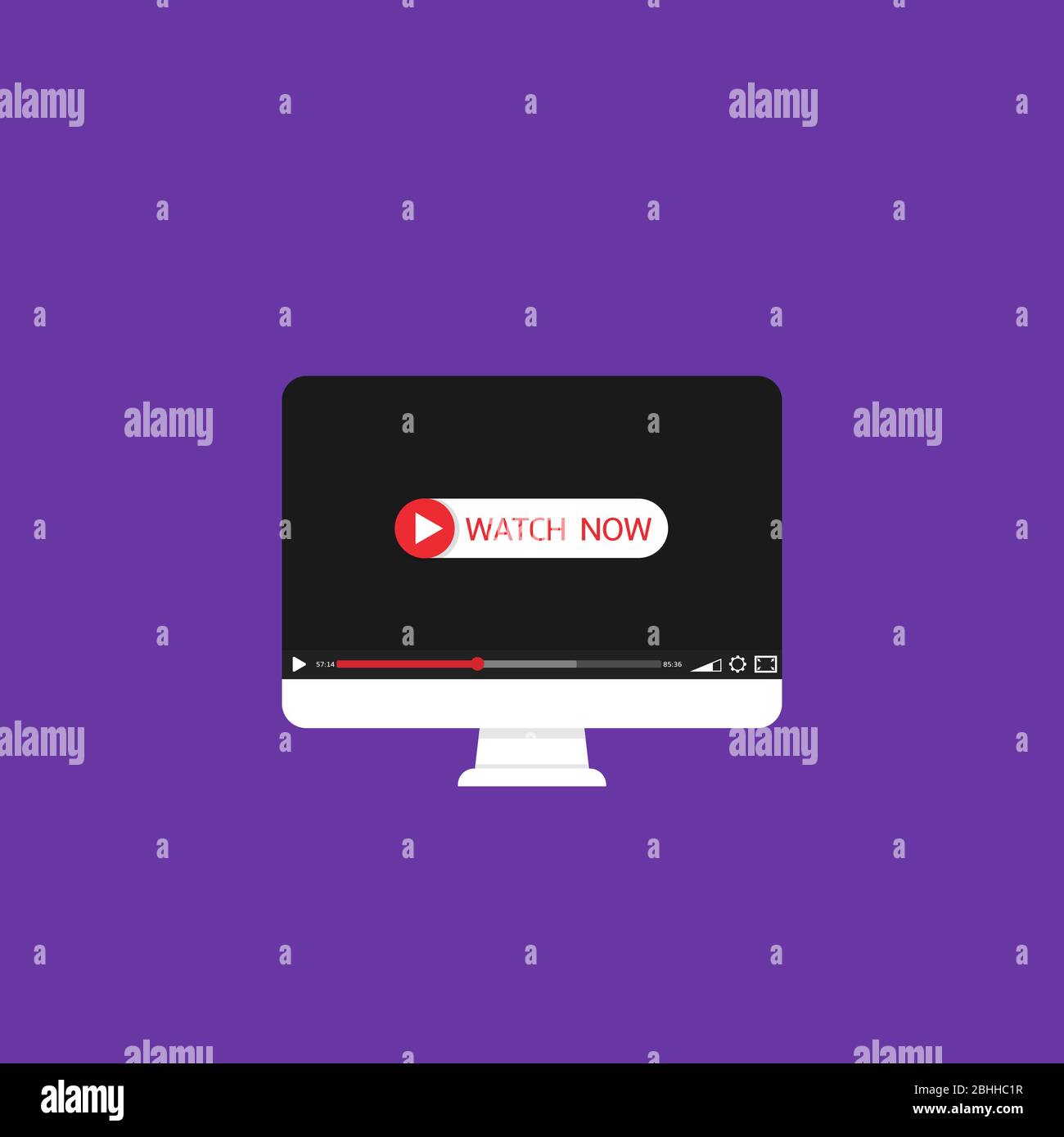 Monitor mit Watch NOW-Taste Stock Vektor