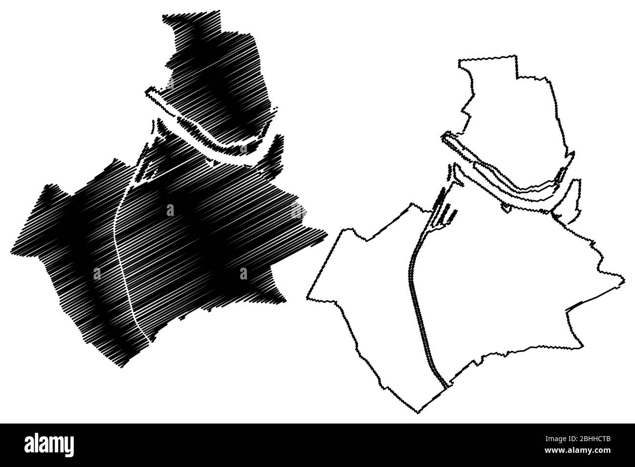 Nijmegen City (Königreich der Niederlande, Gelderland, Holland) Karte Vektor-Illustration, Skizze Stadt Nijmegen Karte Stock Vektor