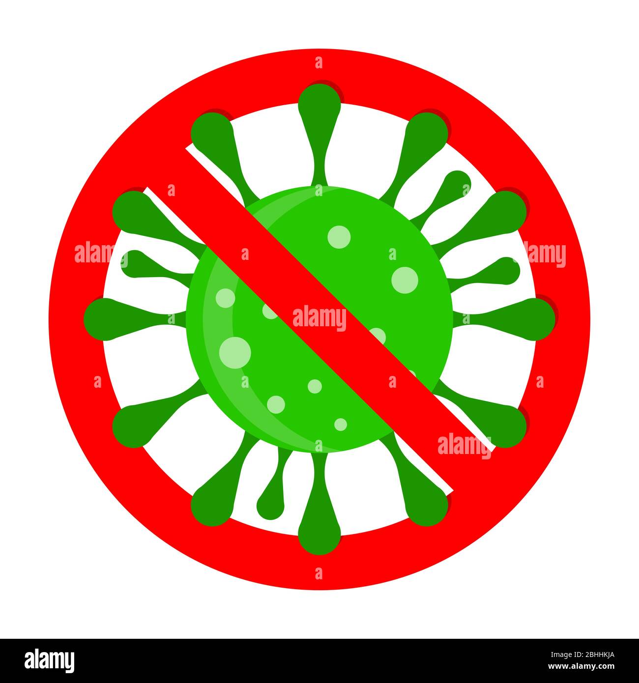 Prohibition covid-19 Symbol, verbotener Virus. Verbot der Influenza-Infektion, Verbot und Schutz gegen Covid-19, Stopp-und Warnsymbol. Vektorgrafik Stock Vektor