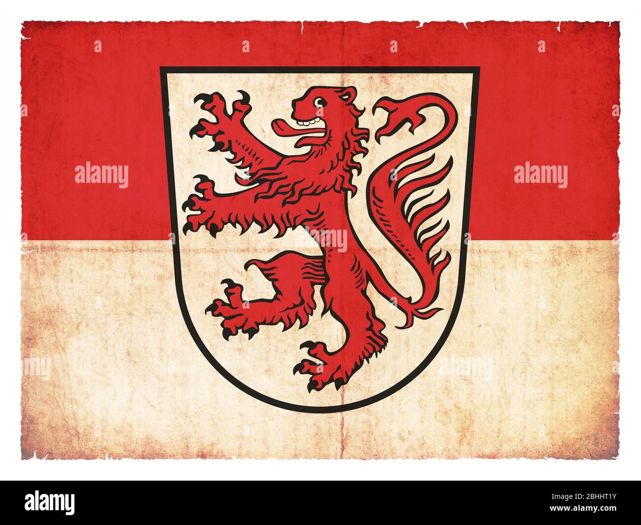 Flagge der deutschen Stadt Braunschweig (Niedersachsen) im Grunge-Stil erstellt Stockfoto