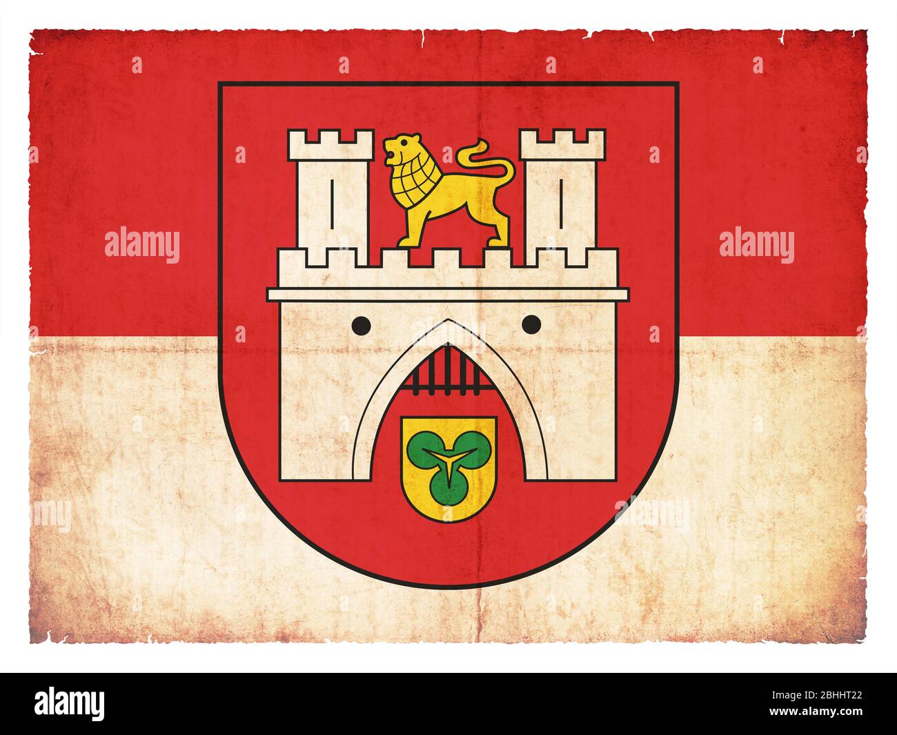 Flagge der deutschen Stadt Oldenburg (Niedersachsen) im Grunge-Stil erstellt Stockfoto